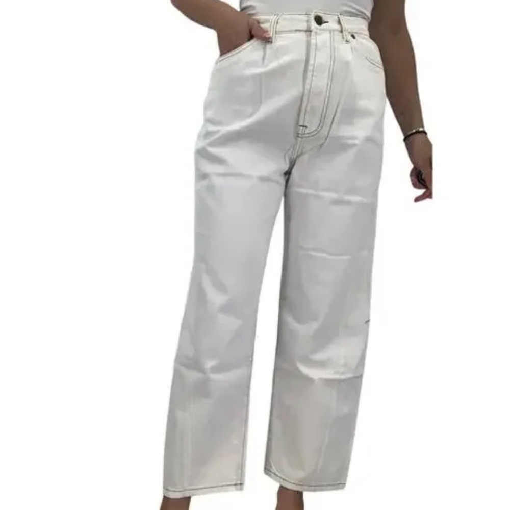 NWT Free People Sandrine Rose Hi Rise White Hem Denim Jeans